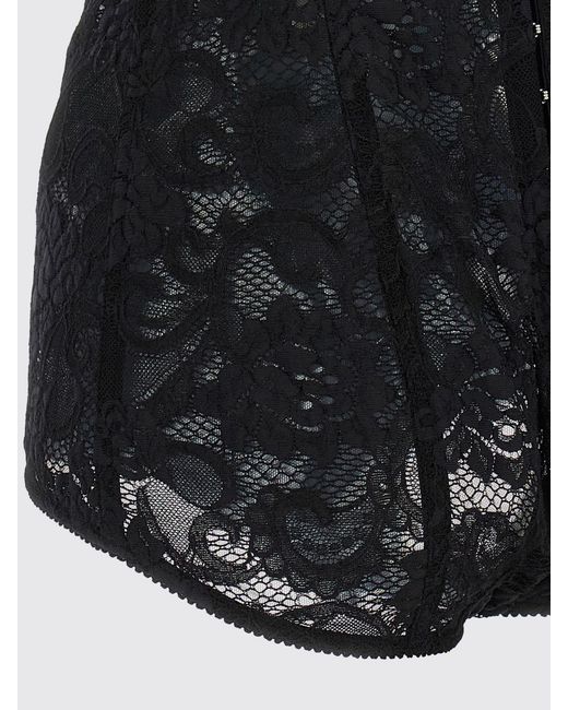Dolce & Gabbana Black Dolce &Amp Gabbana V-Neck Lace Corset Top