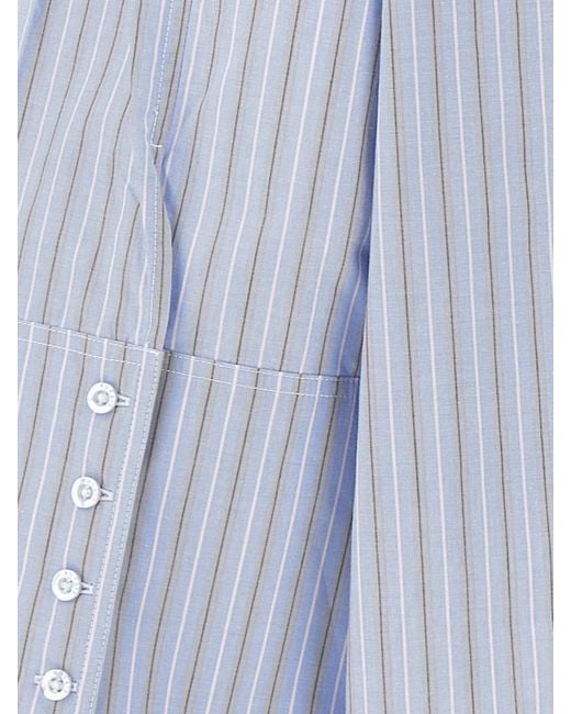 ROTATE BIRGER CHRISTENSEN Blue Striped Cotton Shirt