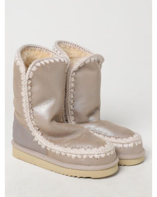 Mou Natural Flat Ankle Boots