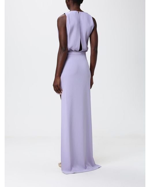 Elisabetta Franchi Purple Asymmetric Viscose Dress