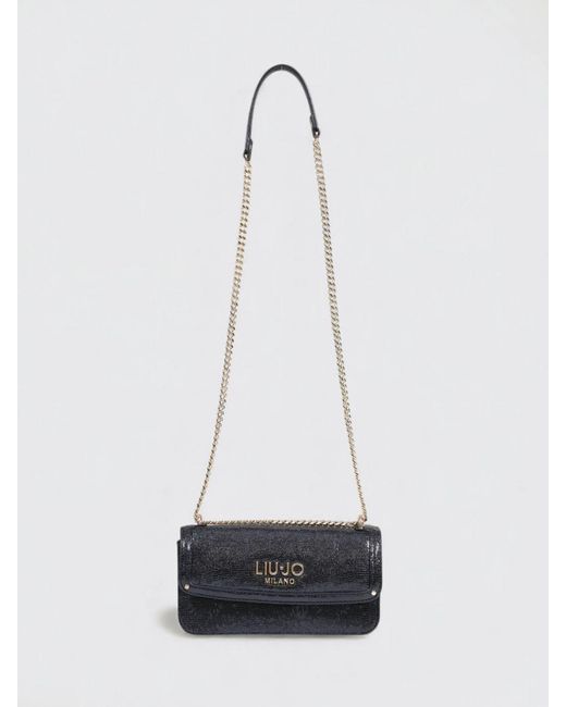Liu Jo Gray Shiny Lizard Print Faux Leather Bag