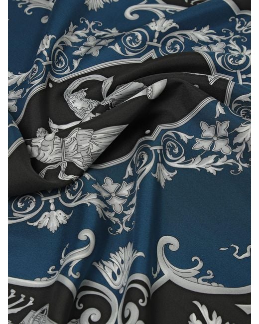 Versace Blue Baroque Print Silk Foulard for men