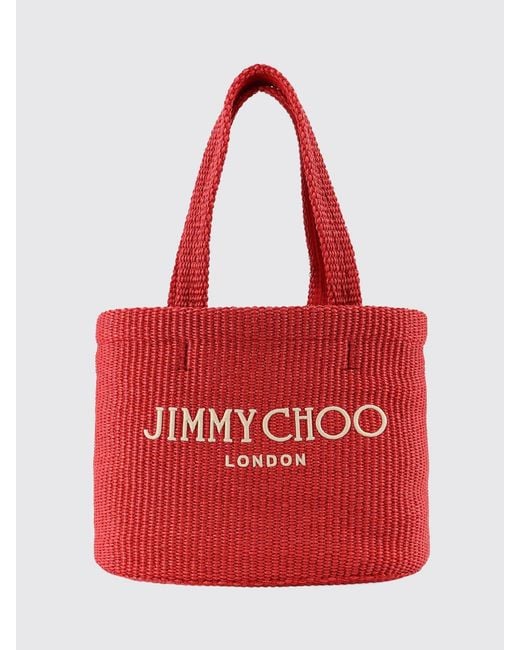 Jimmy Choo Beach Tote East-West Raffia Bag With Embroidered Logo
