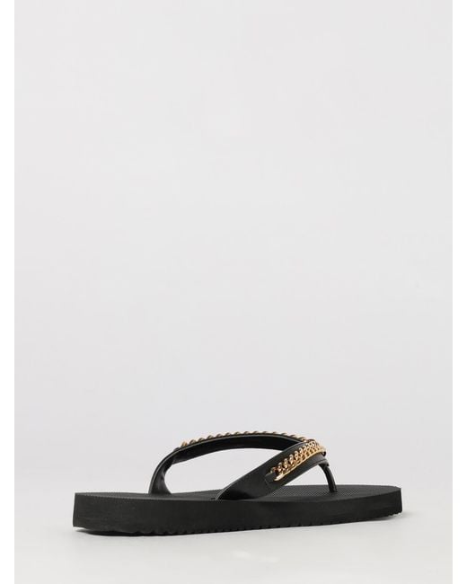 Stella McCartney Black Falabella Chain-Detail Thong Sandals