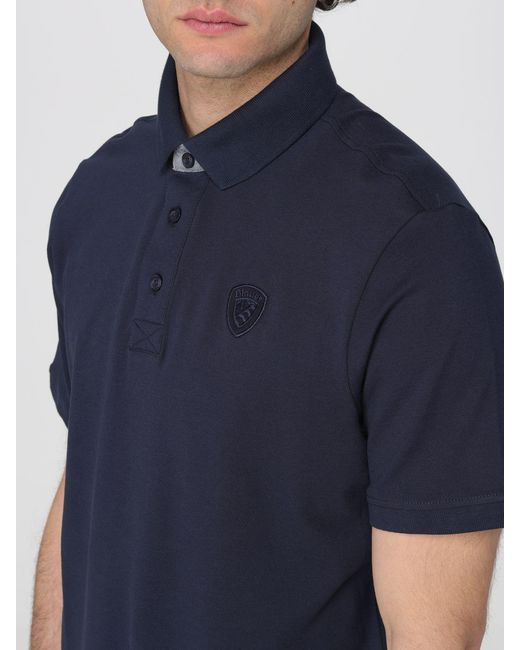 Blauer Blue Cotton Polo Shirt for men