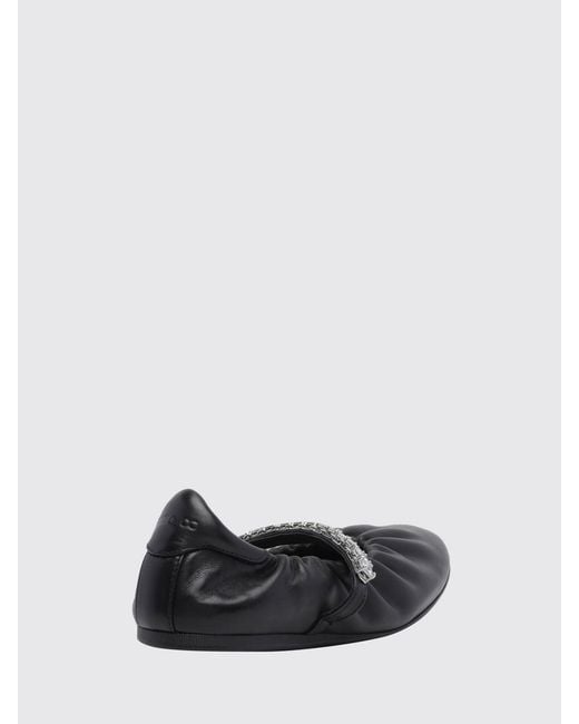 Jimmy Choo White Jade Calfskin Leather Ballet Pumps With Crystal Embellishment