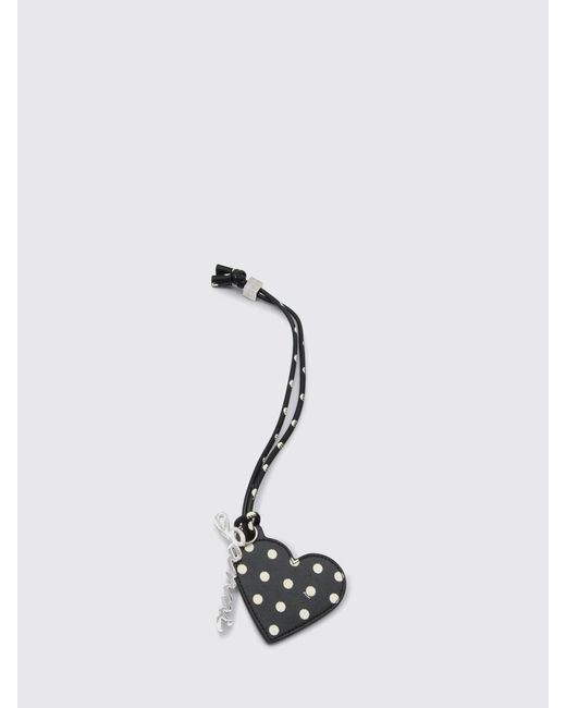 Ganni Black Polka Dot Faux Leather Keychain