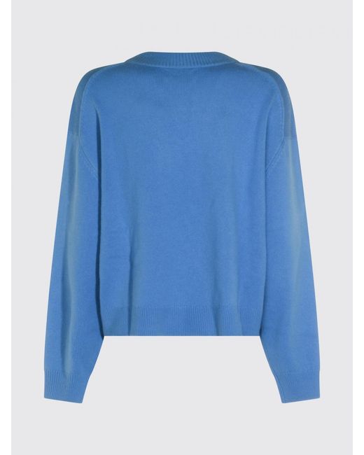 Anine Bing Blue V-Neck Pure Cashmere Jumper With Relaxed Fit For