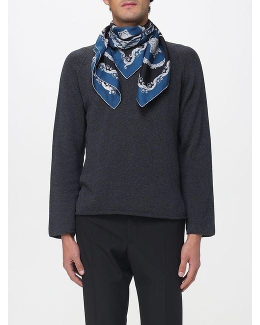 Versace Blue Baroque Print Silk Foulard for men