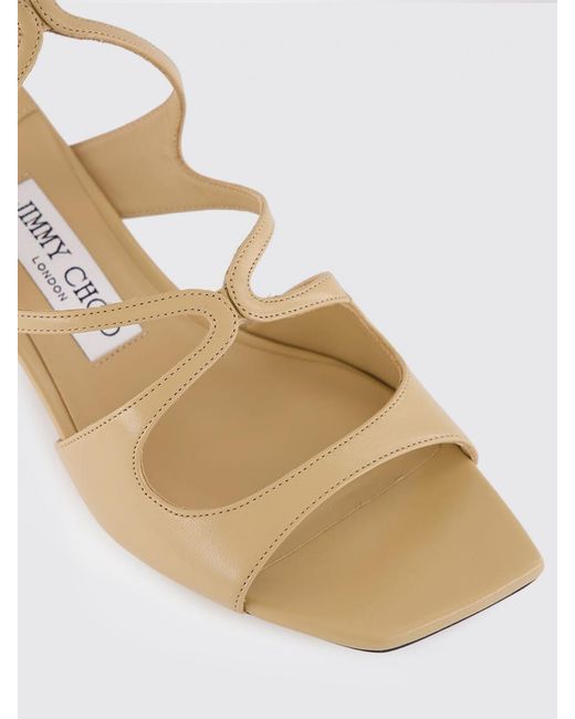Jimmy Choo Natural Azilia Nappa Leather Sandals With Low Heel And Square Toe