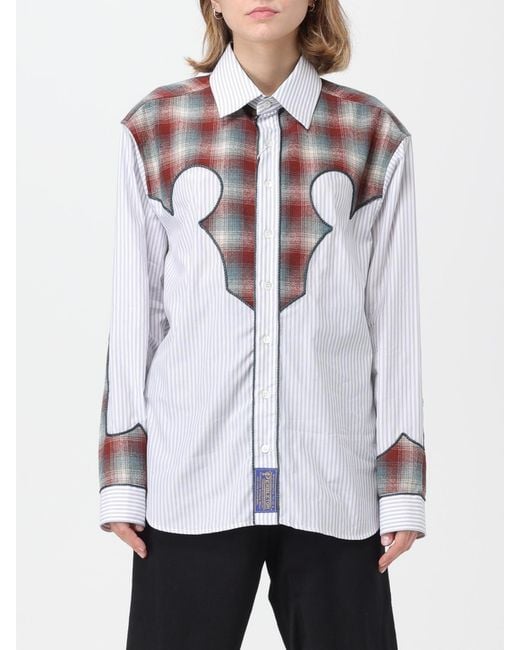 Maison Margiela White Checked Cotton Twill Shirt