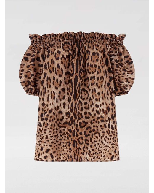 Dolce & Gabbana Brown Dolce &Amp Gabbana Cotton Top With Animal Print