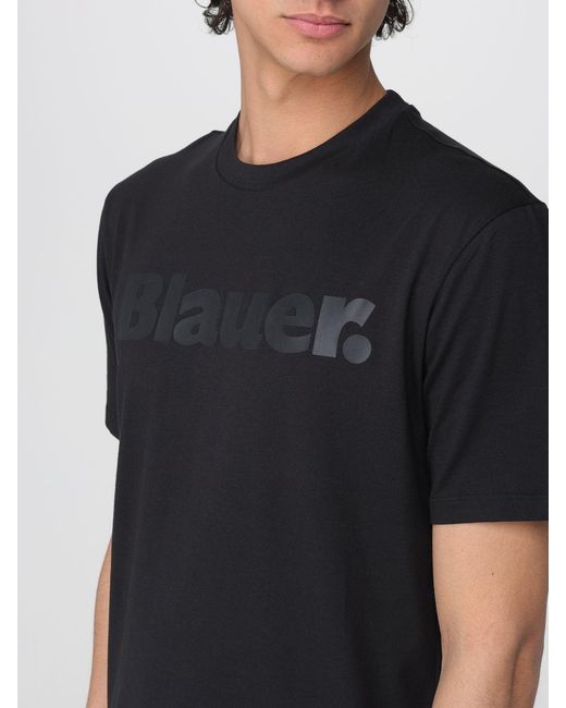 Blauer Black Cotton T-Shirt With Logo for men