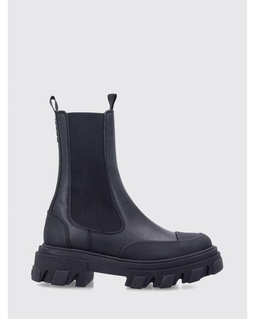 Ganni Blue Cleated Mid Chelsea Boots