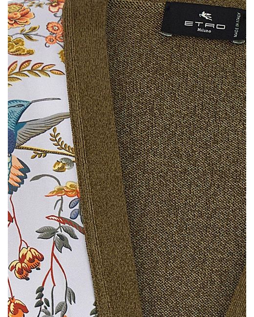 Etro Green Paisley Cotton Blend Cardigan