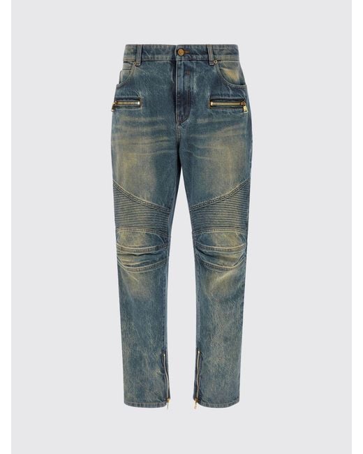 Balmain Blue Cotton Denim Skinny Fit Jeans for men