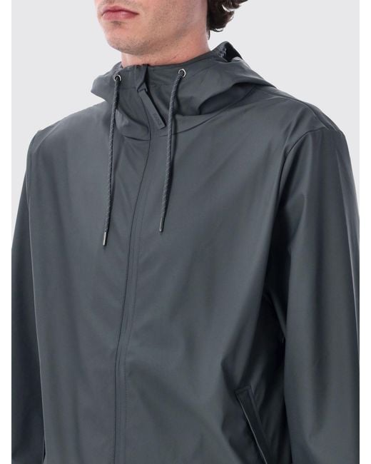 Rains Gray Storm Breaker Hooded Zip Jacket for men