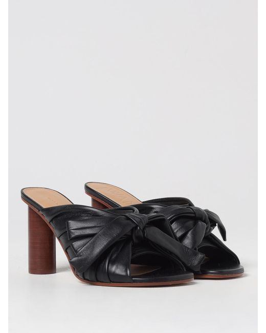 J.W. Anderson Black Leather Bow Mules Mid Heel