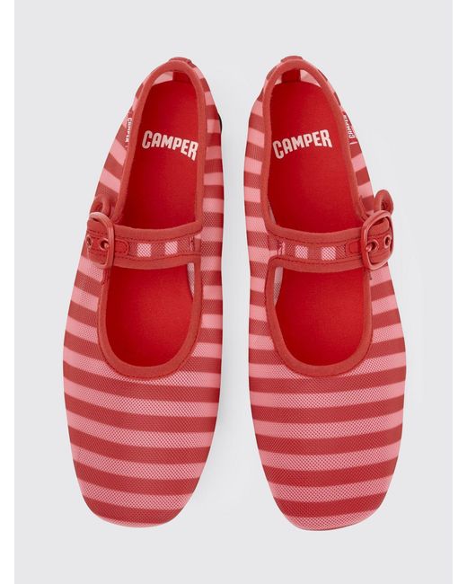 Camper Red Casi Myra Striped Recycled Polyester Ballerinas