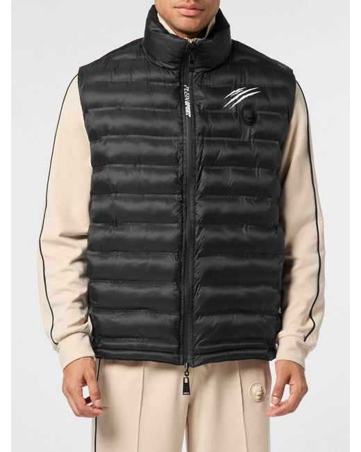 Philipp Plein Black Padded Quilted Nylon Vest for men