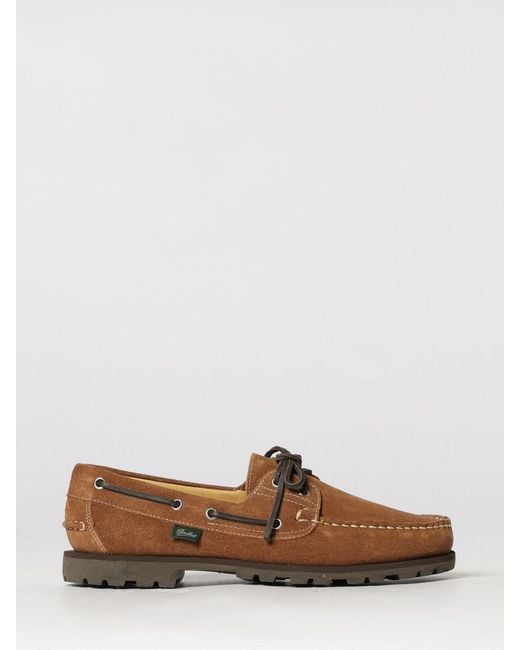 Paraboot Brown Malo Suede Boat Shoes With Serrated Sole for men