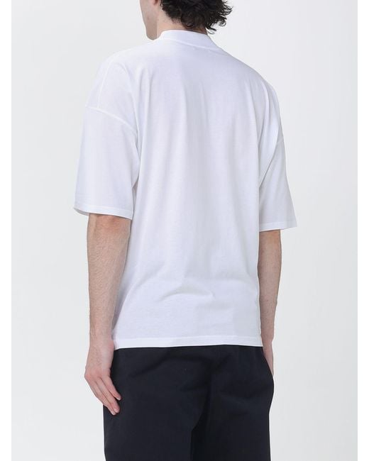 Jil Sander White Cotton T-Shirt With Mock Neck And Dropped Shoulders for men