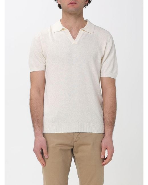 Drumohr White Cotton Blend Knit Polo for men