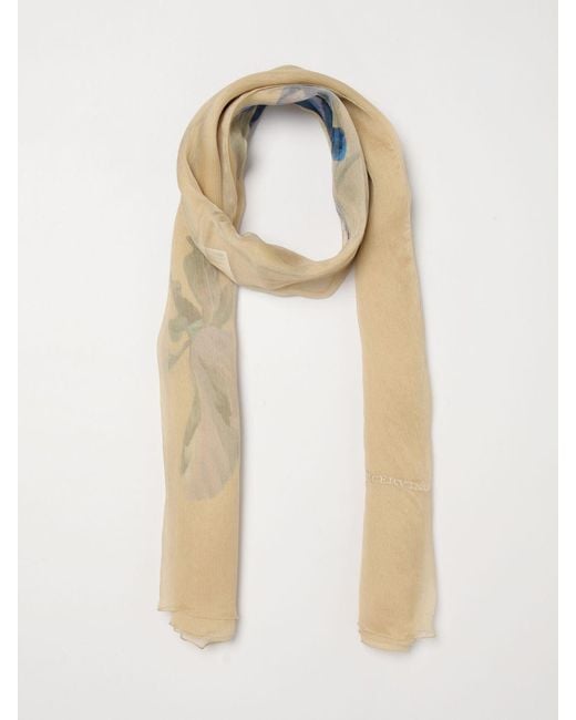 Ermanno Scervino Natural Floral Print Silk Scarf