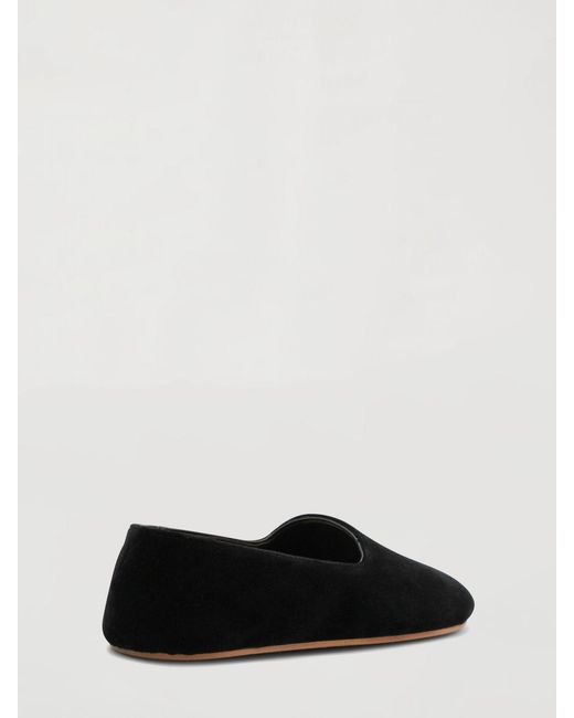 The Row White Ponti Velvet Ballerina Flats