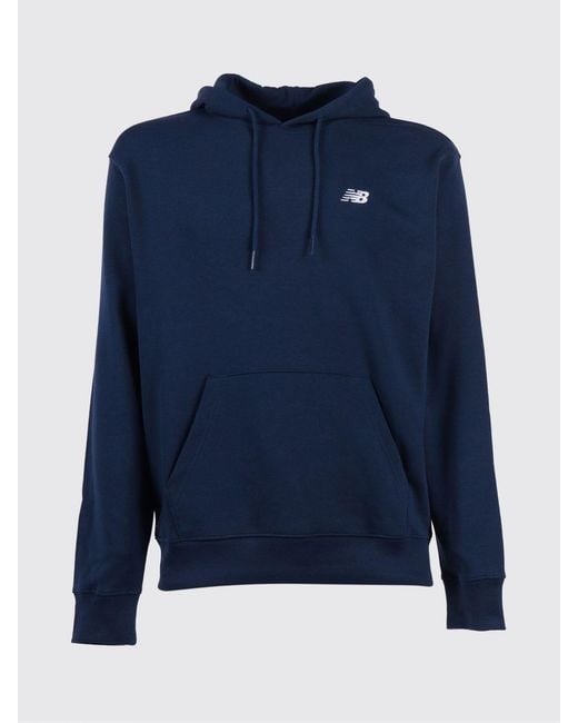 New Balance Blue Cotton Hoodie With Logo for men