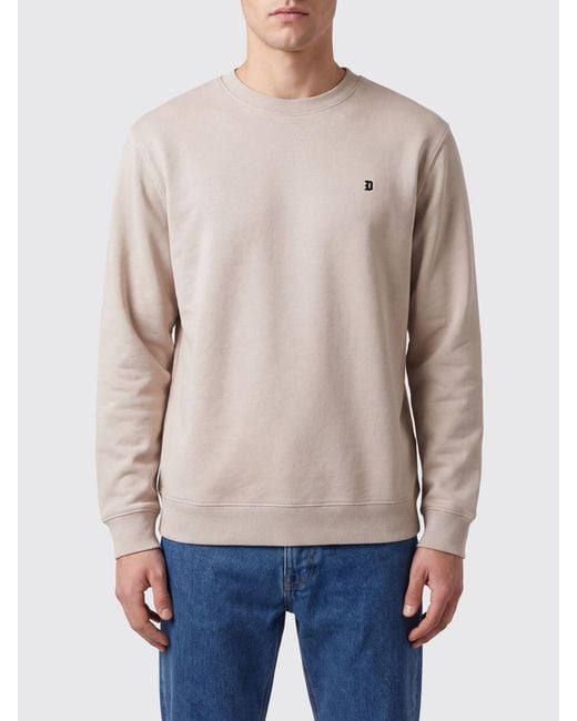 Dondup Blue Cotton Crewneck Jumper With Contrast Logo for men
