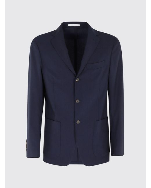 Eleventy Blue Single-Breasted Virgin Wool Blazer for men