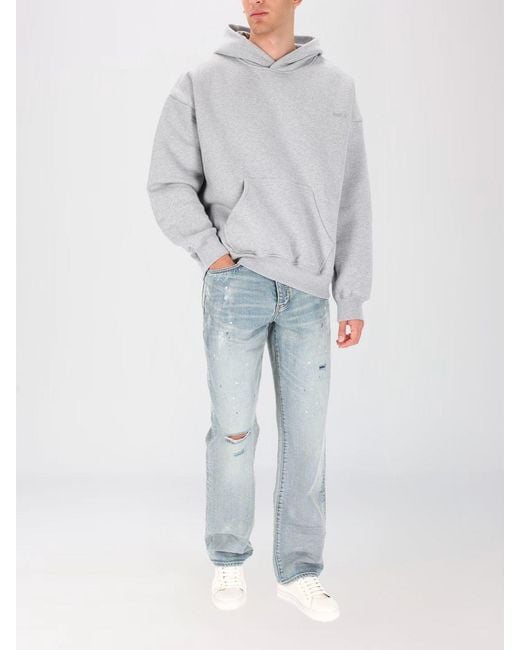 Purple Blue Cotton Slim Fit Jeans for men