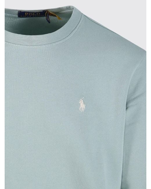 Polo Ralph Lauren Blue Cotton Crewneck Sweatshirt With Pony Logo for men