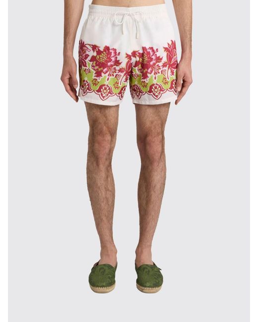 Etro Red Paisley Motif Polyester Swimsuit for men