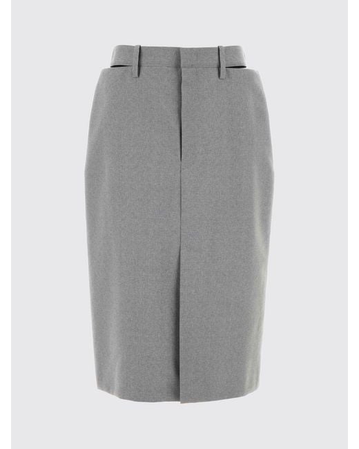 Jil Sander Gray Virgin Wool Midi Skirt