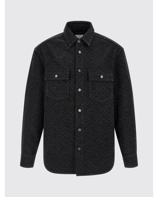 Casablanca Black Monogram Cotton Denim Shirt for men