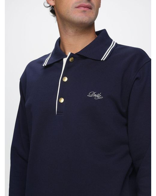 Drole de Monsieur Blue Cotton Polo Shirt With Logo for men