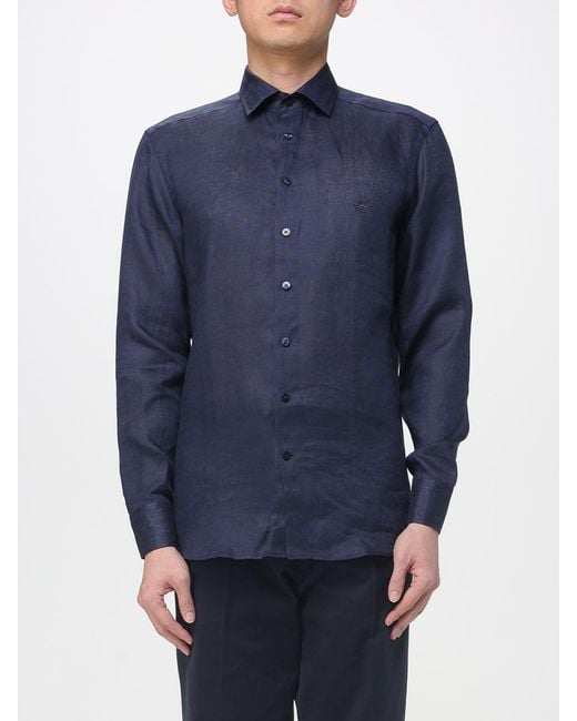 Etro Blue Linen Shirt for men