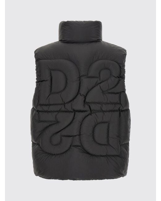 DSquared² Black Slim Fit Padded Nylon Gilet With High Neck And Logo for men