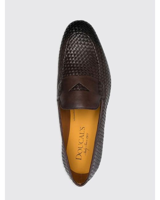 Doucal's White Woven Leather Loafers for men