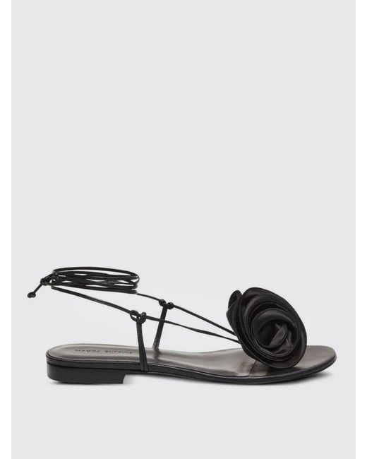 Magda Butrym Black Rose Accent Flat Sandals