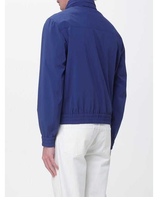 Brunello Cucinelli Blue Stretch Nylon Bomber Jacket for men