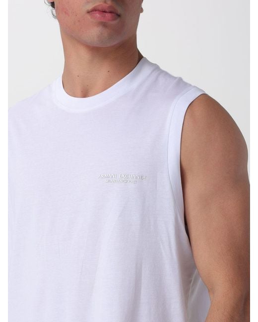 ARMANI EXCHANGE White Cotton Jersey Tank Top With Logo for men