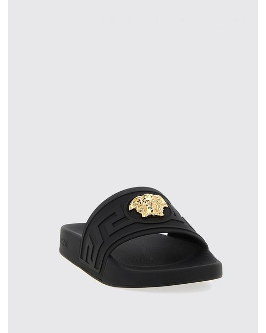 Versace Black Medusa Rubber Sliders for men