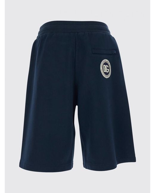 Dolce & Gabbana Blue Dolce &Amp Gabbana Cotton Jogging Shorts With Drawstring And Embroidered Logo for men