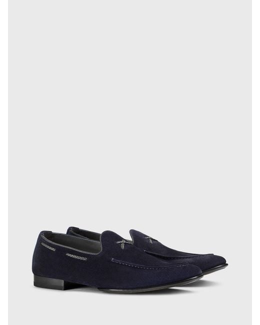 Doucal's Blue Suede Loafers for men