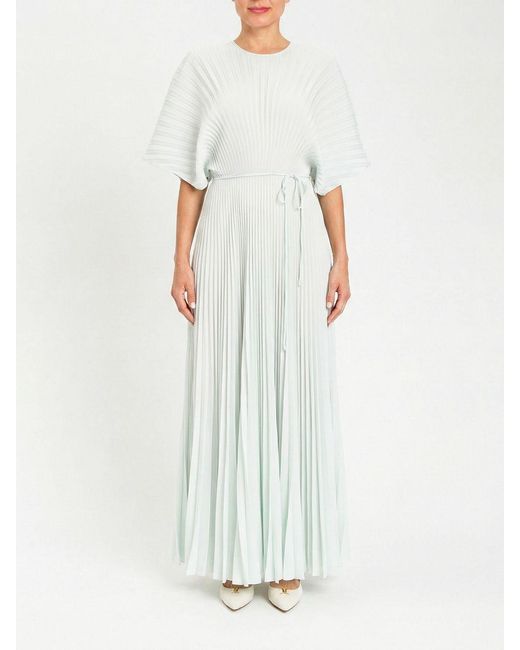 Twinset White Pleated Crêpe Long Dress