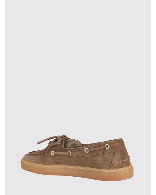 COPENHAGEN Brown Bicolour Leather And Canvas Boat Shoes
