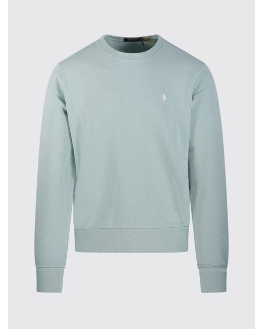 Polo Ralph Lauren Blue Cotton Crewneck Sweatshirt With Pony Logo for men